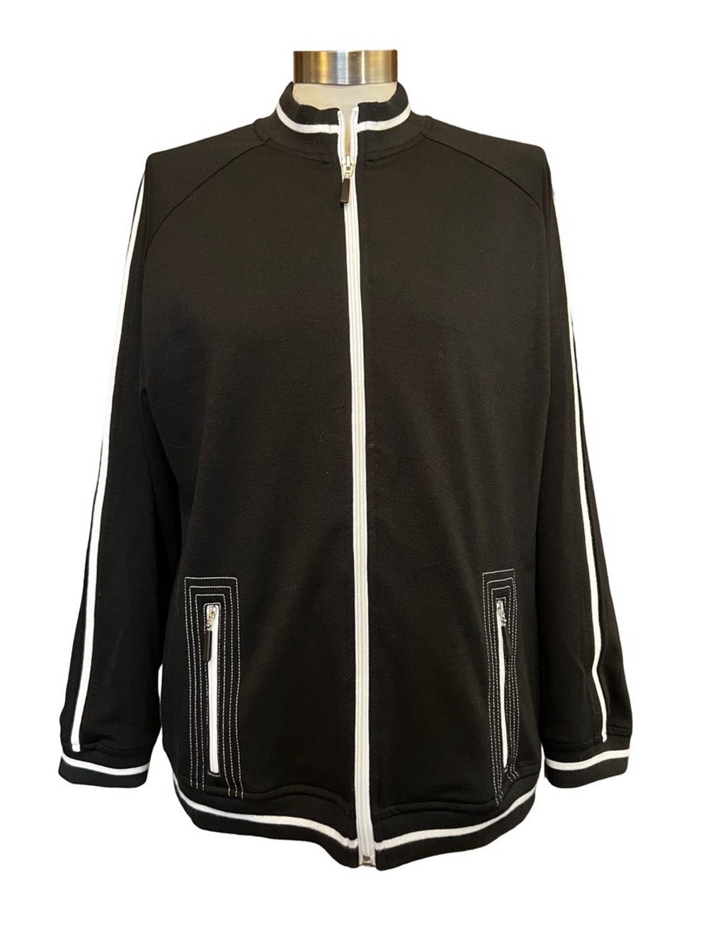 Women's Jacket Blast Black White Full Zip Lightweight Size Medium Retro Light